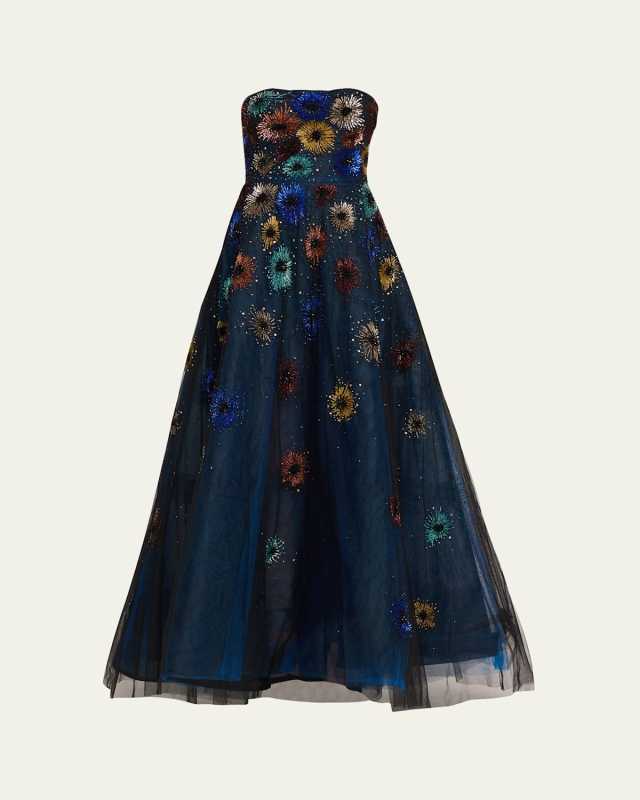 Quincy Strapless Embellished Tulle Gown
